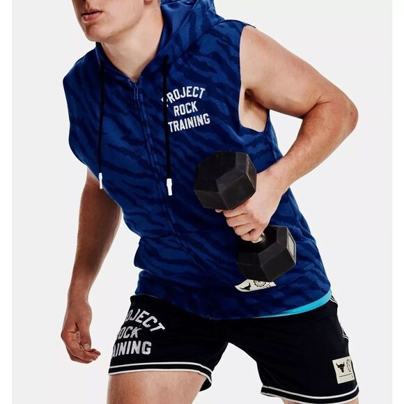 Under Armour Men's Large Project Rock Rival Fleece Sleeveless Hoodie NEW - Picture 8 of 13